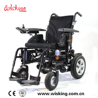 outdoor manual folding power wheelchair with lights for elderly